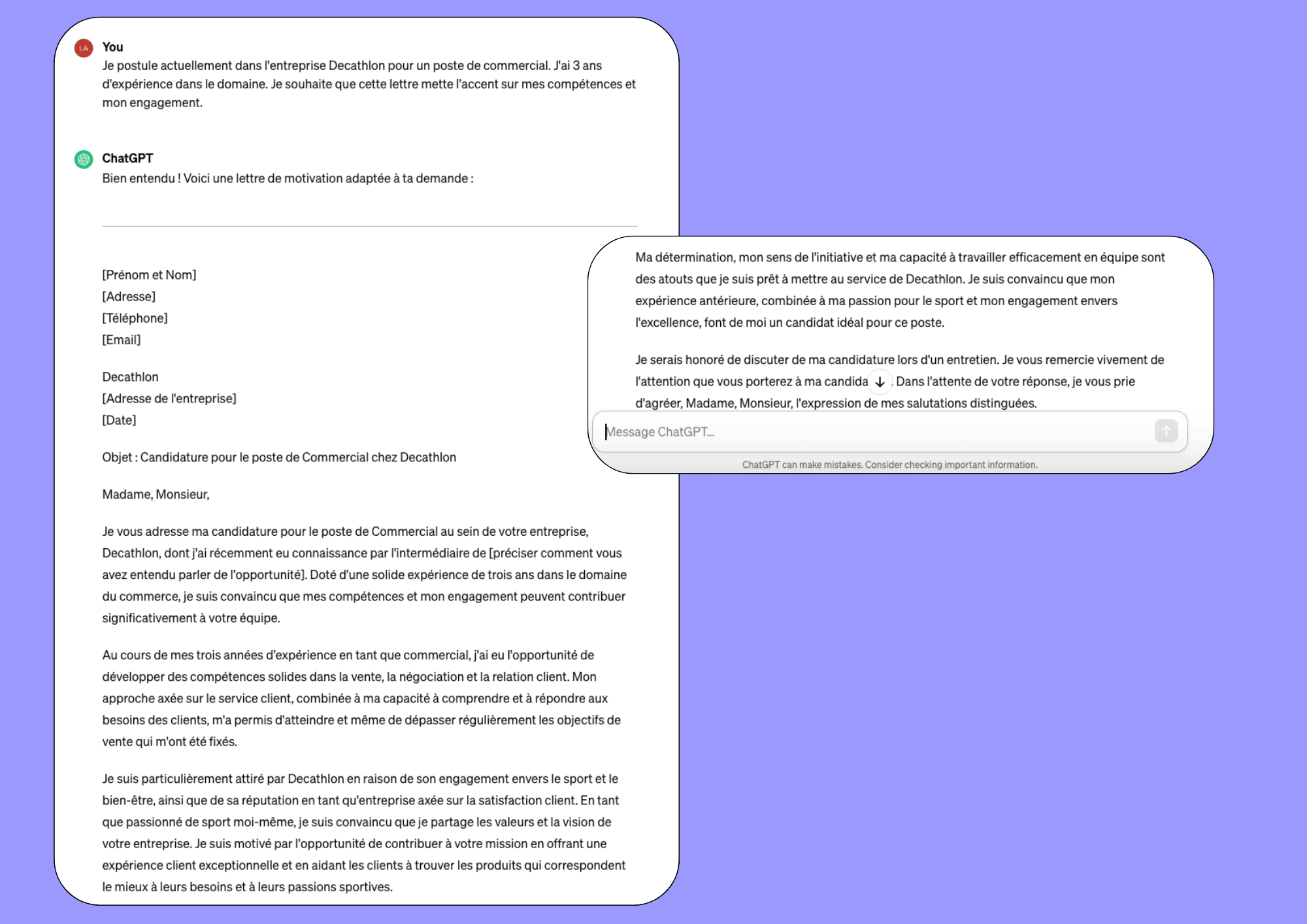 Exemple de prompt ChatGPT avec contexte